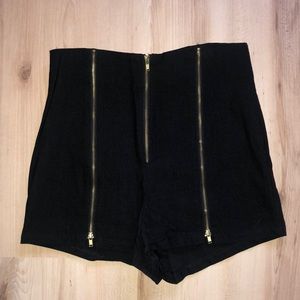 Mystique Black Stretch Zipper Shorts